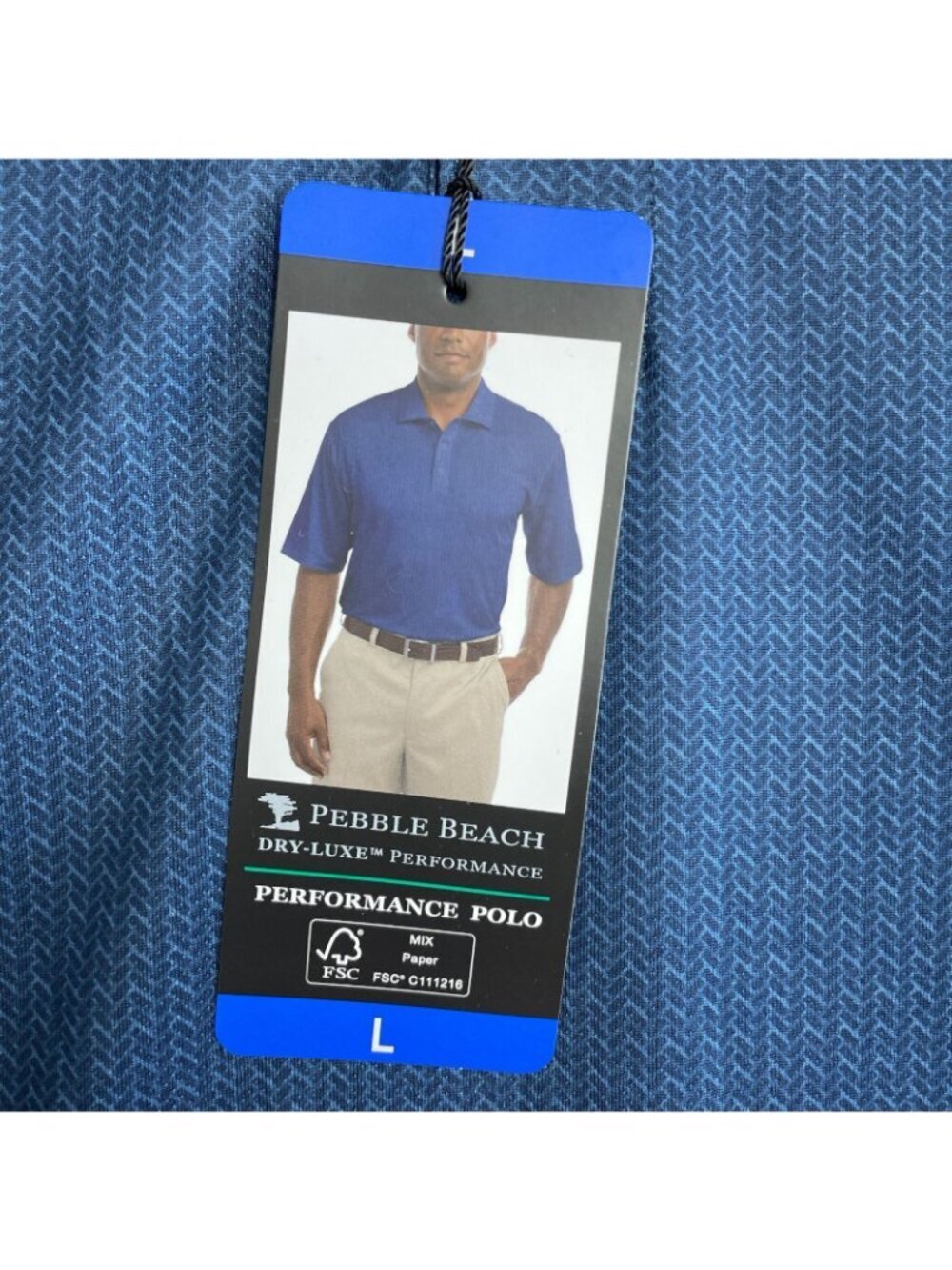 Pebble Beach Men's Size L Dry-Luxe Performance Polo Shirt Blue N1401 - Picture 8 of 9